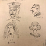 Many Faces, 1922 Pencil Drawings on Bank Stationary, Bedford Iowa