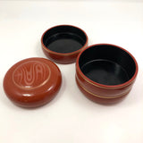 Round Orange Lacquer Vintage Japanese Stacking Boxes