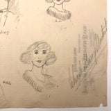 Many Faces, 1922 Pencil Drawings on Bank Stationary, Bedford Iowa