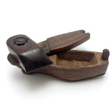 Shoe-Shaped Antique Wooden Snuff Box with Puzzle Lid