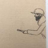 Three Women and a Bank Robber 1920s Pencil Drawing on Bank Stationary