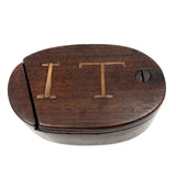 IT! Swivel Lid Antique Treen Snuff Box with Perfect Inlaid Monogram