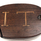 IT! Swivel Lid Antique Treen Snuff Box with Perfect Inlaid Monogram