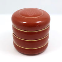 Round Orange Lacquer Vintage Japanese Stacking Boxes