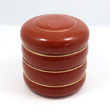 Round Orange Lacquer Vintage Japanese Stacking Boxes