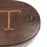 IT! Swivel Lid Antique Treen Snuff Box with Perfect Inlaid Monogram