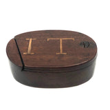 IT! Swivel Lid Antique Treen Snuff Box with Perfect Inlaid Monogram