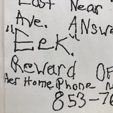 Vintage Mimeographed Missing Cat Flier