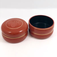Round Orange Lacquer Vintage Japanese Stacking Boxes