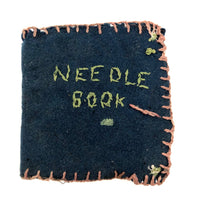 Charming Hand-embroidered Old Blue Wool Needle Book