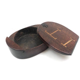IT! Swivel Lid Antique Treen Snuff Box with Perfect Inlaid Monogram