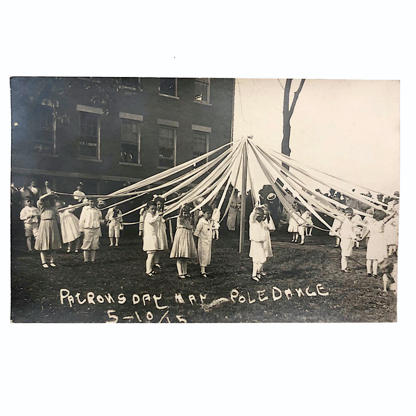 Patrons Day May Pole Dance Real Photo Post Card, 1915