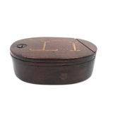 IT! Swivel Lid Antique Treen Snuff Box with Perfect Inlaid Monogram