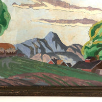 SOLD Painterly Vintage Paint By Numbers Landscape in Great Palette, Framed