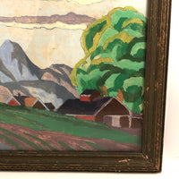 SOLD Painterly Vintage Paint By Numbers Landscape in Great Palette, Framed