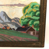 SOLD Painterly Vintage Paint By Numbers Landscape in Great Palette, Framed