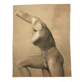 French School Charcoal Drawing of Classical Nude Sculpture, 1893 (Smaller of Two)