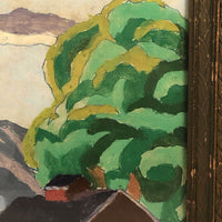 SOLD Painterly Vintage Paint By Numbers Landscape in Great Palette, Framed