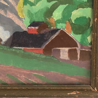 SOLD Painterly Vintage Paint By Numbers Landscape in Great Palette, Framed