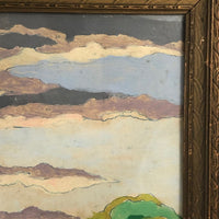 SOLD Painterly Vintage Paint By Numbers Landscape in Great Palette, Framed