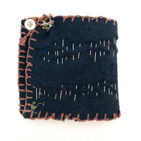 Charming Hand-embroidered Old Blue Wool Needle Book