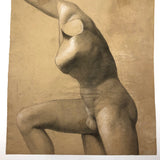 French School Charcoal Drawing of Classical Nude Sculpture, 1893 (Smaller of Two)