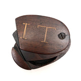 IT! Swivel Lid Antique Treen Snuff Box with Perfect Inlaid Monogram