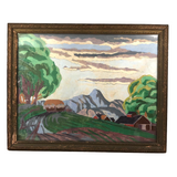SOLD Painterly Vintage Paint By Numbers Landscape in Great Palette, Framed