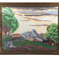 SOLD Painterly Vintage Paint By Numbers Landscape in Great Palette, Framed