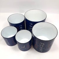 Mid-Century Valenti Italian Blue Enamel Kitchen Canisters