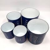 Mid-Century Valenti Italian Blue Enamel Kitchen Canisters