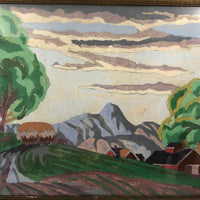 SOLD Painterly Vintage Paint By Numbers Landscape in Great Palette, Framed