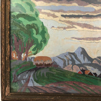 SOLD Painterly Vintage Paint By Numbers Landscape in Great Palette, Framed