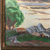 SOLD Painterly Vintage Paint By Numbers Landscape in Great Palette, Framed