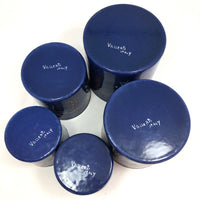 Mid-Century Valenti Italian Blue Enamel Kitchen Canisters