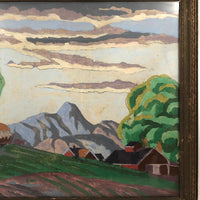 SOLD Painterly Vintage Paint By Numbers Landscape in Great Palette, Framed
