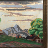 SOLD Painterly Vintage Paint By Numbers Landscape in Great Palette, Framed