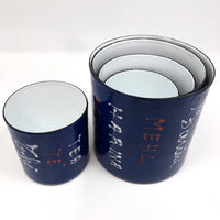 Mid-Century Valenti Italian Blue Enamel Kitchen Canisters
