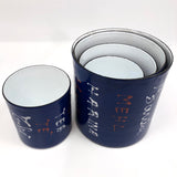 Mid-Century Valenti Italian Blue Enamel Kitchen Canisters