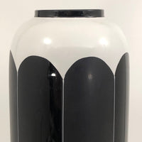Bohemia Glass Czechoslovakia Tall Black and White Enameled Modernist Vase