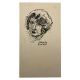 Pointillistic 1927 Black Ink Woman's Face Drawing