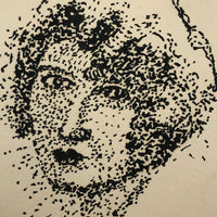 Pointillistic 1927 Black Ink Woman's Face Drawing