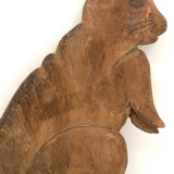 Charming Pine Carved Cat-Like Bunny (or Bunny-like Cat?) with Pencil Drawn Face