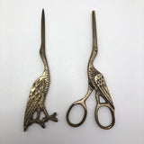 Crane Shaped Embroidery Scissors and Punch Tool in Wooden Box