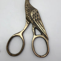 Crane Shaped Embroidery Scissors and Punch Tool in Wooden Box
