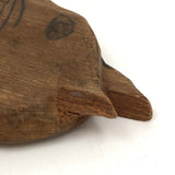 Charming Pine Carved Cat-Like Bunny (or Bunny-like Cat?) with Pencil Drawn Face