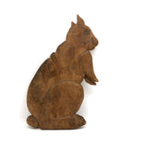 Charming Pine Carved Cat-Like Bunny (or Bunny-like Cat?) with Pencil Drawn Face