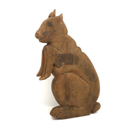 Charming Pine Carved Cat-Like Bunny (or Bunny-like Cat?) with Pencil Drawn Face