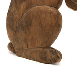 Charming Pine Carved Cat-Like Bunny (or Bunny-like Cat?) with Pencil Drawn Face