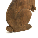 Charming Pine Carved Cat-Like Bunny (or Bunny-like Cat?) with Pencil Drawn Face
